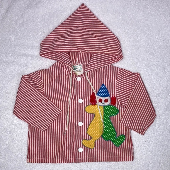 Vintage red white striped circus clown snap jacket 6m - Picture 1 of 9
